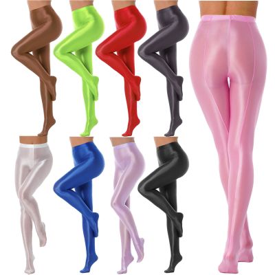 US Women Glossy Pantyhose Shiny Tights Full Footed Mesh Sheer Stockings Lingerie